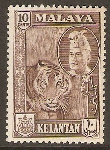 Kelantan 1957 10c Deep brown. SG88