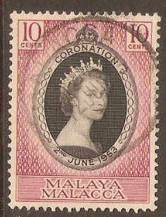 Malacca 1953 10c Coronation Stamp. SG22.