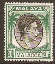 Malacca 1949 20c Black and green. SG11.