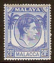 Malacca 1949 20c Bright blue. SG11a.