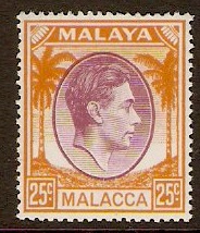 Malacca 1949 25c Purple and orange. SG12.