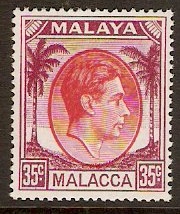 Malacca 1949 35c Scarlet and purple. SG12a.