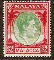 Malacca 1949 $2 Green and scarlet. SG16.