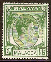 Malacca 1949 8c Green. SG8a.