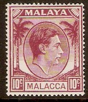 Malacca 1949 10c Magenta. SG9.