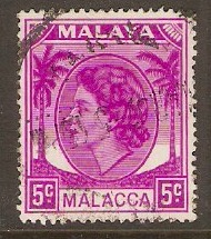 Malacca 1954 5c Bright purple. SG26.