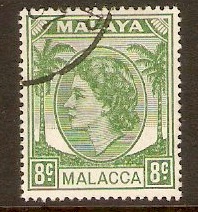 Malacca 1954 8c Green. SG28.