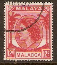 Malacca 1954 12c Rose-red. SG30.