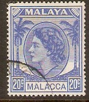 Malacca 1954 20c Bright blue. SG31.