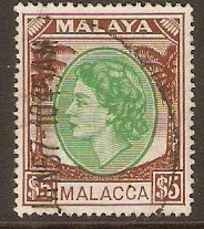 Malacca 1954 $5 Emerald and brown. SG38.