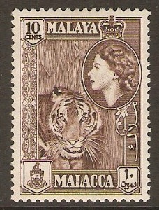 Malacca 1957 10c Deep brown. SG44.