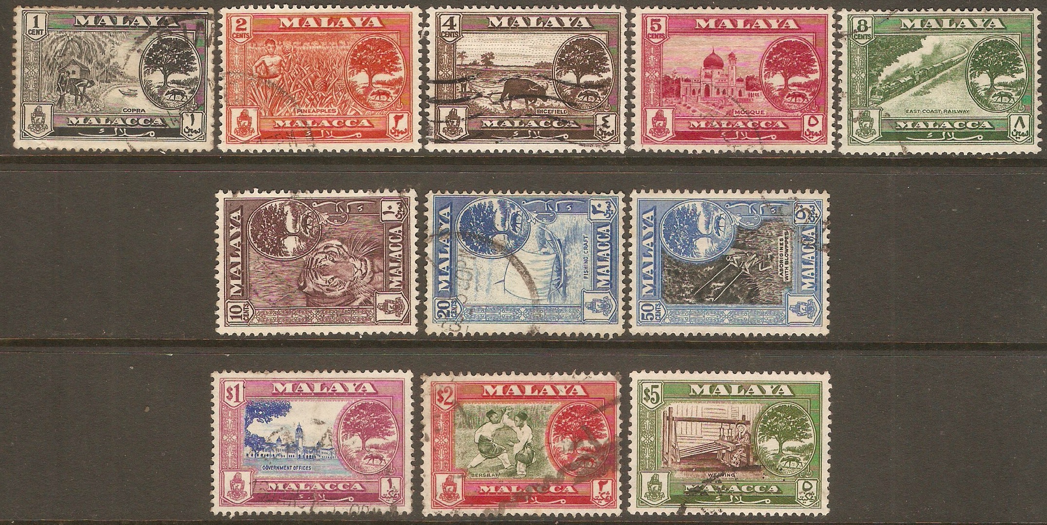 Malacca 1960 Cultural set. SG50-SG60.