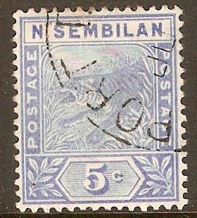 Negri Sembilan 1891 5c Blue. SG4.