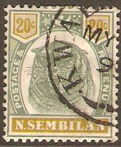 Negri Sembilan 1895 20c Green and olive. SG12.