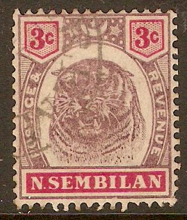 Negri Sembilan 1895 3c Dull purple and Carmine. SG7.
