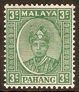 Pahang 1935 3c Green. SG31.