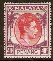 Penang 1949 40c Red and purple. SG18.