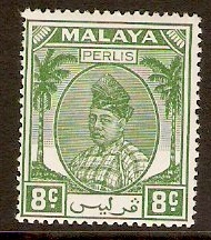Perlis 1951 8c Green. SG14.