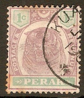 Perak 1895 1c Dull purple and green. SG66.