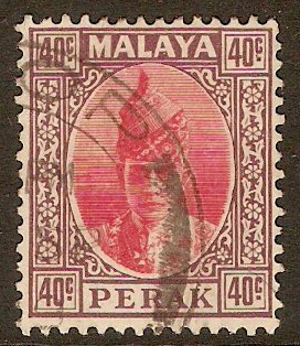 Perak 1938 40c Scarlet and dull purple. SG117.