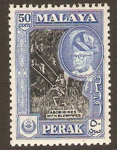 Perak 1957 50c Black and blue. SG158a.