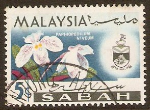 Sabah 1965 5c Orchids series. SG426.
