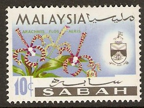 Sabah 1965 10c Orchid Series. SG428.
