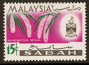 Sabah 1965 15c Orchid Series. SG429.