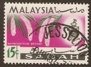 Sabah 1965 15c Orchids series. SG429.