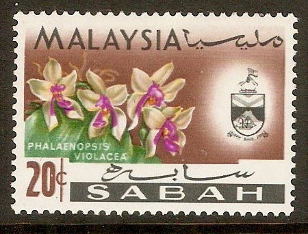 Sabah 1965 20c Orchids series. SG430.