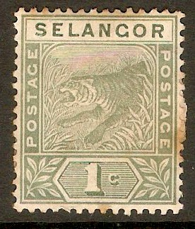 Selangor 1891 1c Green. SG49.