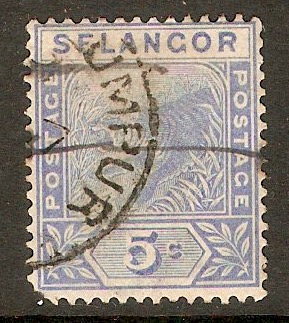 Selangor 1891 5c Blue. SG52.