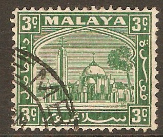 Selangor 1935 3c Green. SG71.