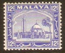 Selangor 1935 12c Bright ultramarine. SG77.