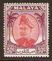 Selangor 1949 30c Scarlet and purple. SG104.