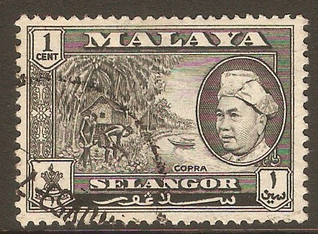 Selangor 1957 1c Black. SG116.