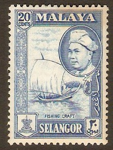 Selangor 1957 20c Blue. SG123