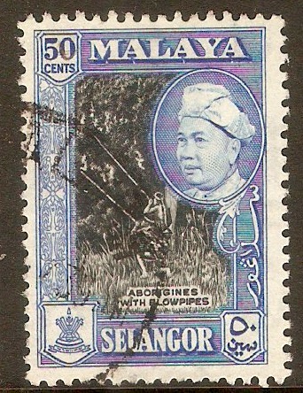 Selangor 1957 50c Black and blue. SG124a.