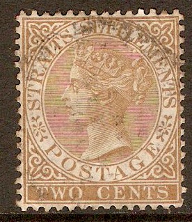 Straits Settlements 1867 2c Yellow-brown. SG11a.