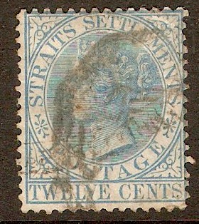 Straits Settlements 1867 12c Blue. SG15.