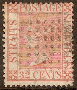 Straits Settlements 1867 32c Pale red. SG18.
