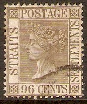 Straits Settlements 1883 96c Olive-grey. SG71.