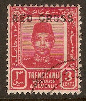 Trengganu 1917 3c + 2c Carmine red - Red Cross. SG19.