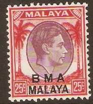 Malaya (BMA) 1945 25c Dull purple and scarlet. SG13a.