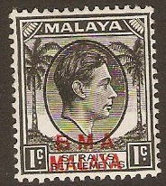 Malaya (BMA) 1945 1c Black. SG1.