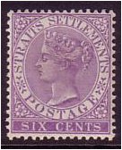 Straits Settlements 1883 6c. Lilac. SG66.