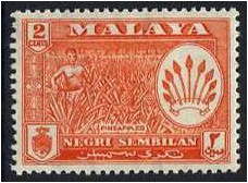 Negri Sembilan 1957 2c. Orange-Red. SG69.
