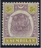 Negri Sembilan 1895 5c. Dull Purple and Olive-Yellow. SG8.