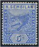 Negri Sembilan 1891 5c. Blue. SG4.