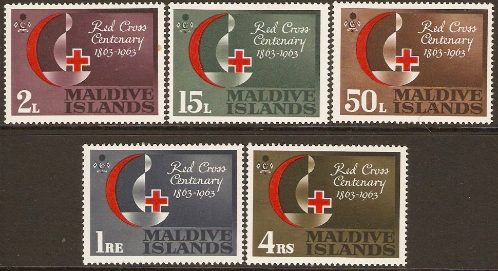 Maldives 1963 Red Cross Centenary Set. SG125-SG129.